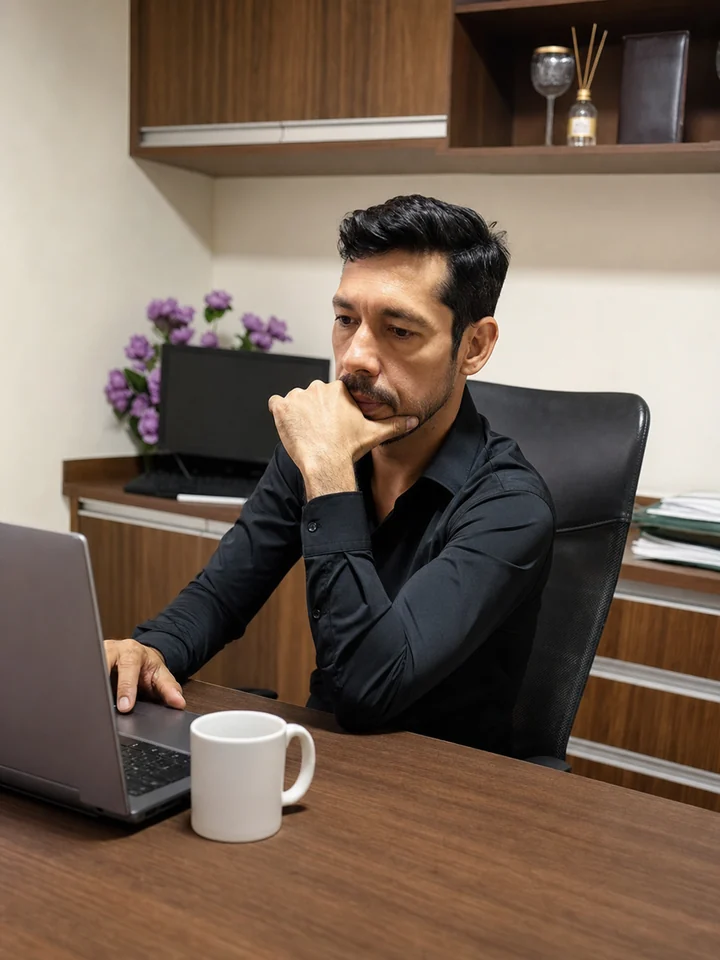 Guilherme, criador da AgroConex&atilde;o, em seu escrit&oacute;rio